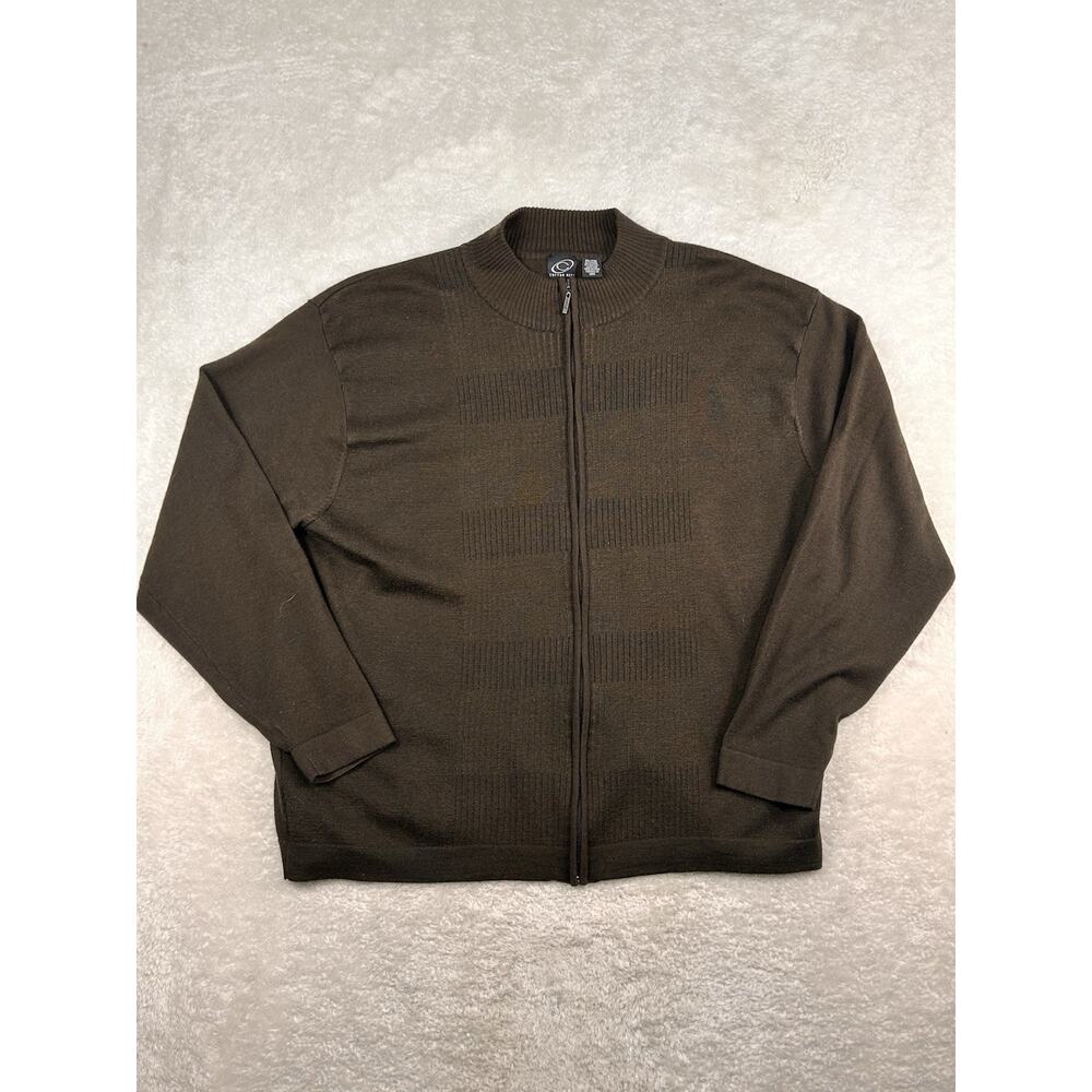 Cotton Reel Merino Wool Blend Zip-Up Sweater Men's XXL Brown